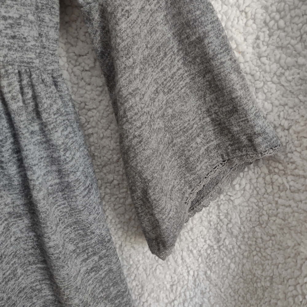 Altar'd State Gray Skater Dress Bell Sleeve Sz L - Picture 4 of 7